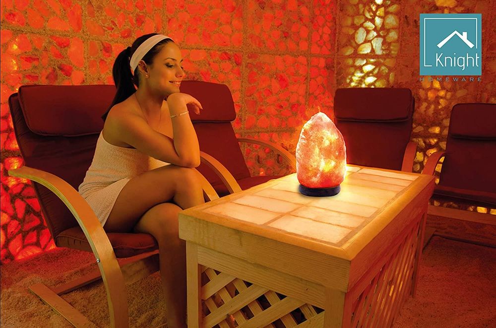 Himalayan Natural & Handicraft Salt Lamp Healing Rock-Bulb Wooden Base (7-10 Kg)